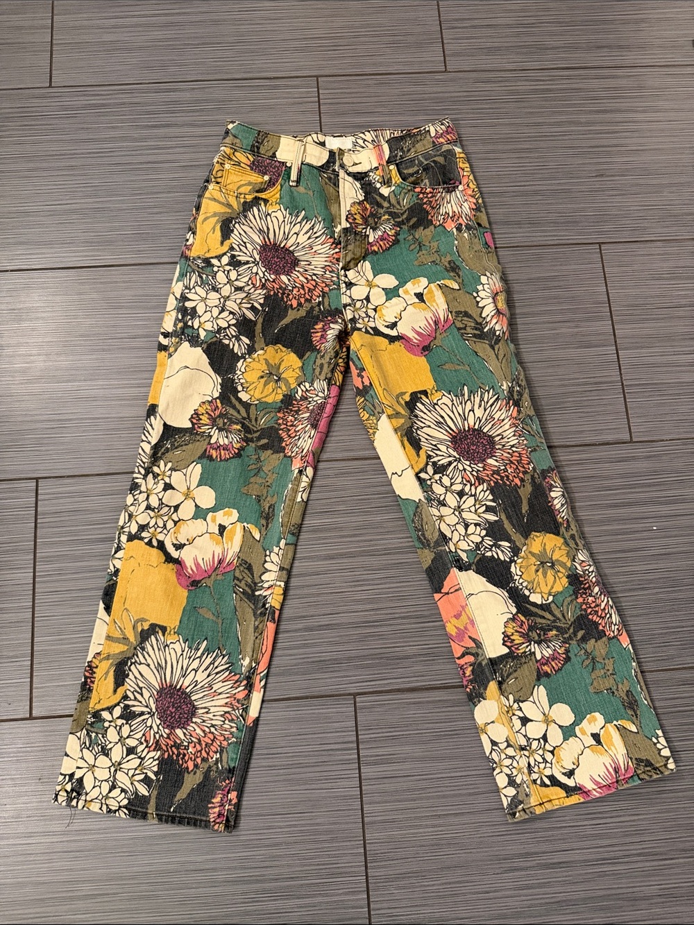 Mother Floral Straight Leg Pants - Multicolor